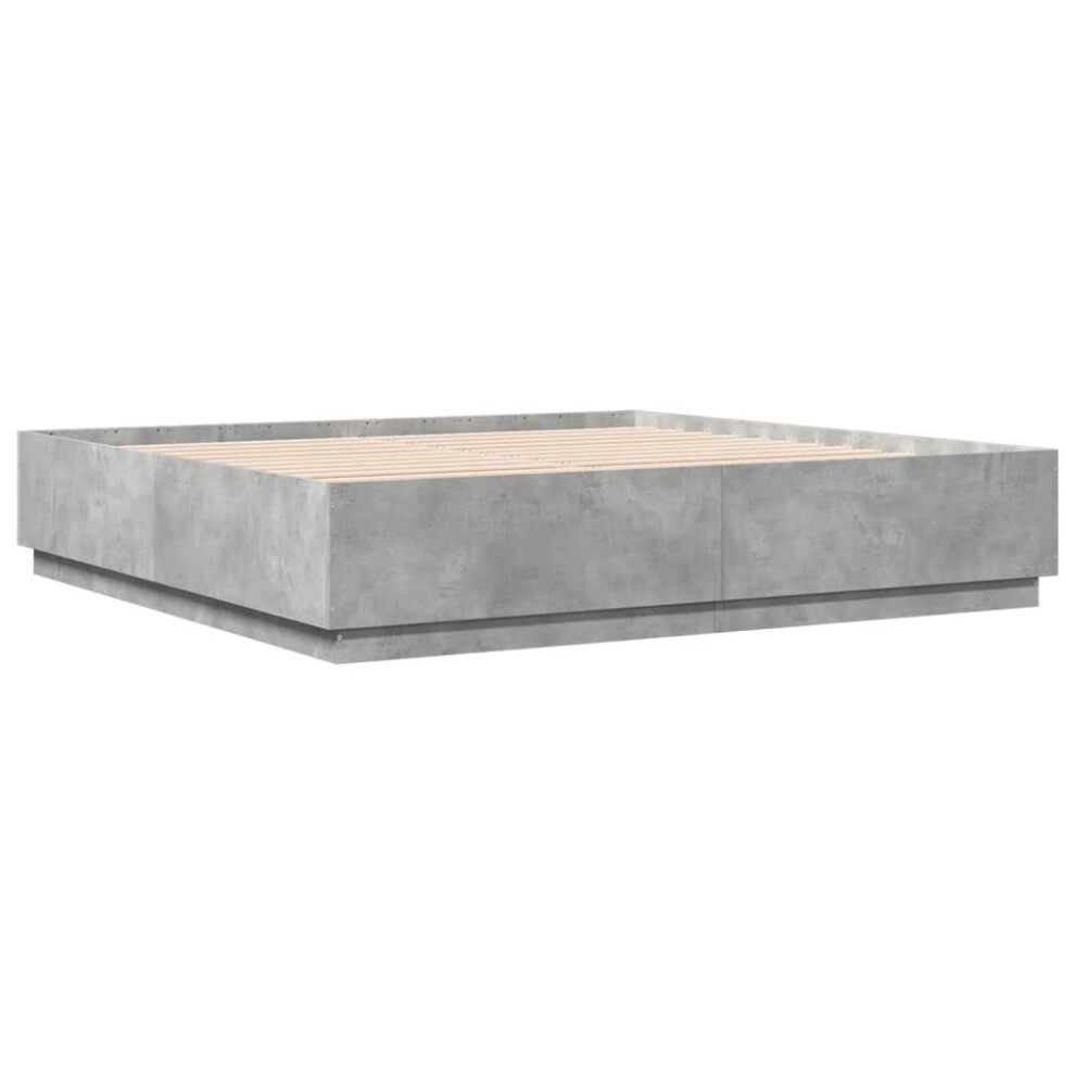 (concrete grey, 200 x 200 cm) vidaXL Bed Frame Bedroom Bed Base Bedstead Mattress Foundation Engineered Wood