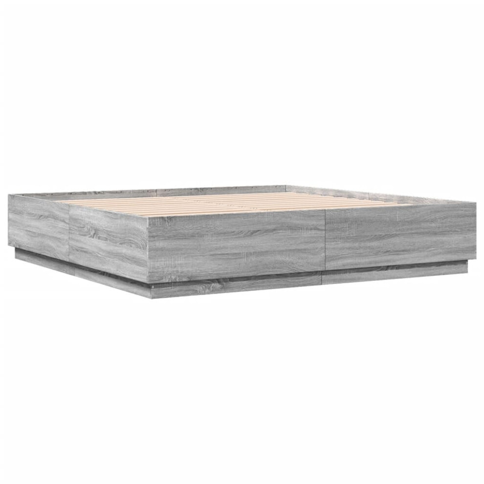 Vidaxl (Grey Sonoma, 200 X 200 Cm) Bed Frame Bedroom Bed Base Bedstead Mattress Foundation Engineered Wood