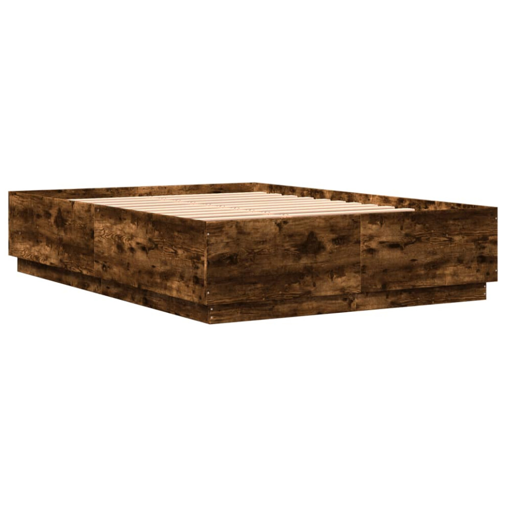 Vidaxl (Smoked Oak, 150 X 200 Cm) Bed Frame Bedroom Bed Base Bedstead Mattress Foundation Engineered Wood
