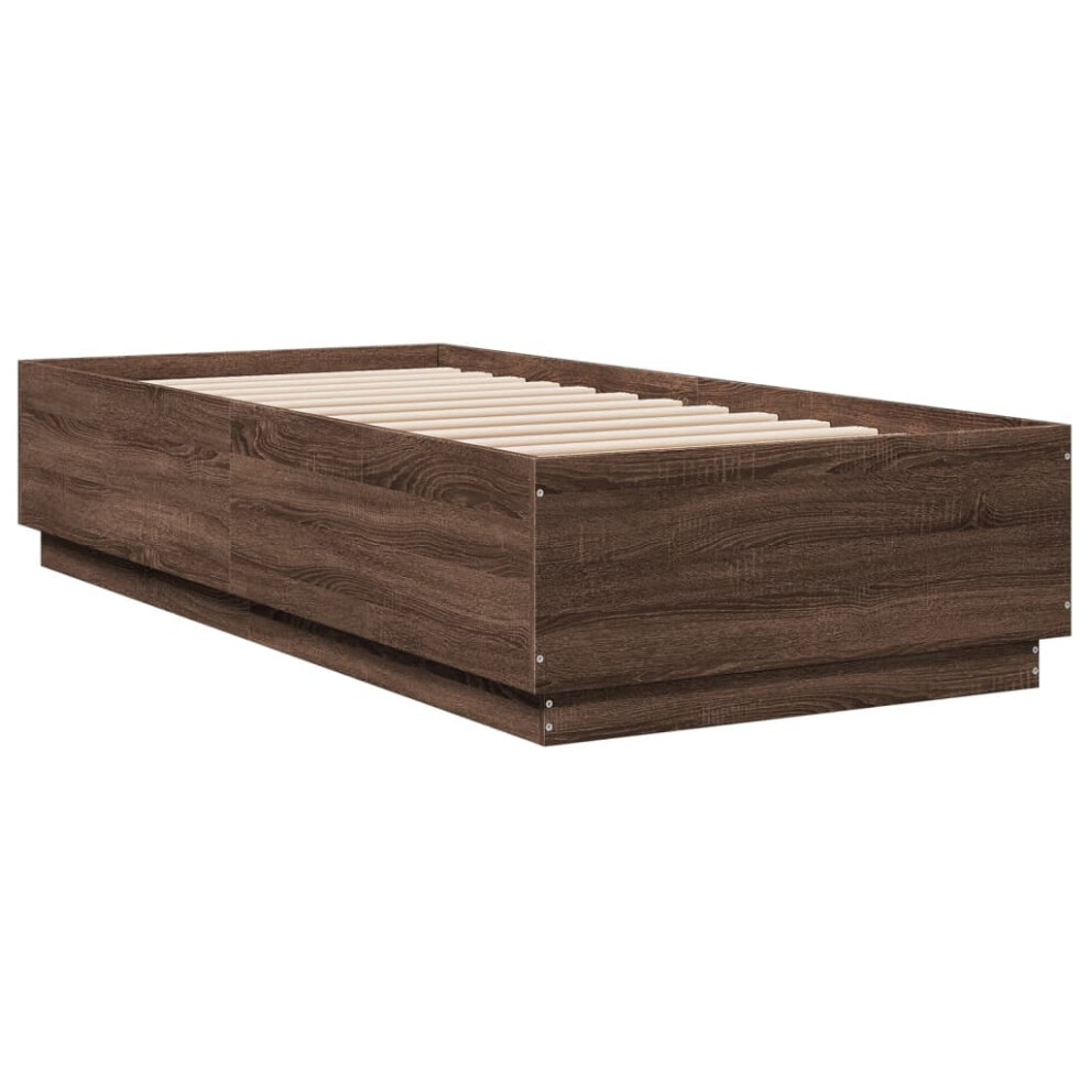 (brown oak, 100 x 200 cm) vidaXL Bed Frame Bedroom Bed Base Bedstead Mattress Foundation Engineered Wood