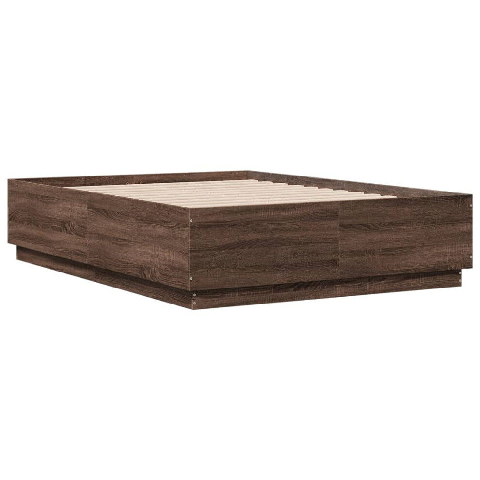 (brown oak, 140 x 190 cm) vidaXL Bed Frame Bedroom Bed Base Bedstead Mattress Foundation Engineered Wood