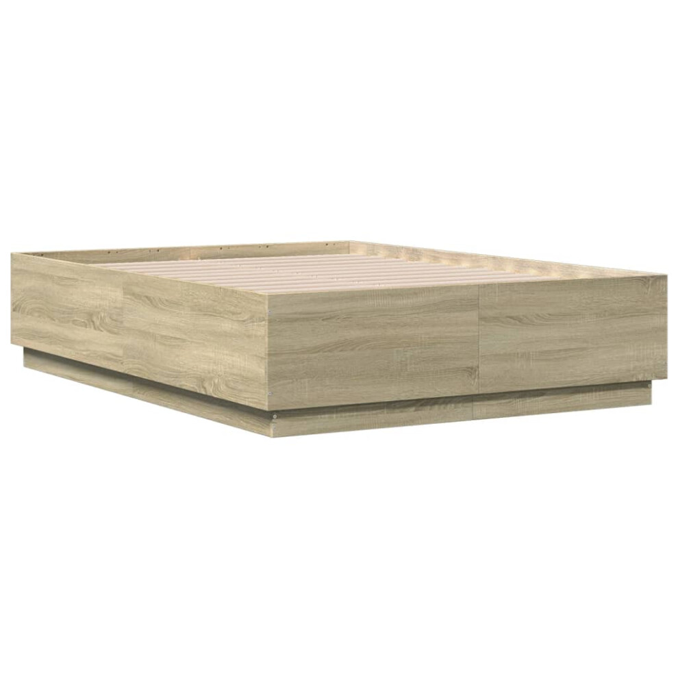 Vidaxl (Sonoma Oak, 135 X 190 Cm) Bed Frame Bedroom Bed Base Bedstead Mattress Foundation Engineered Wood
