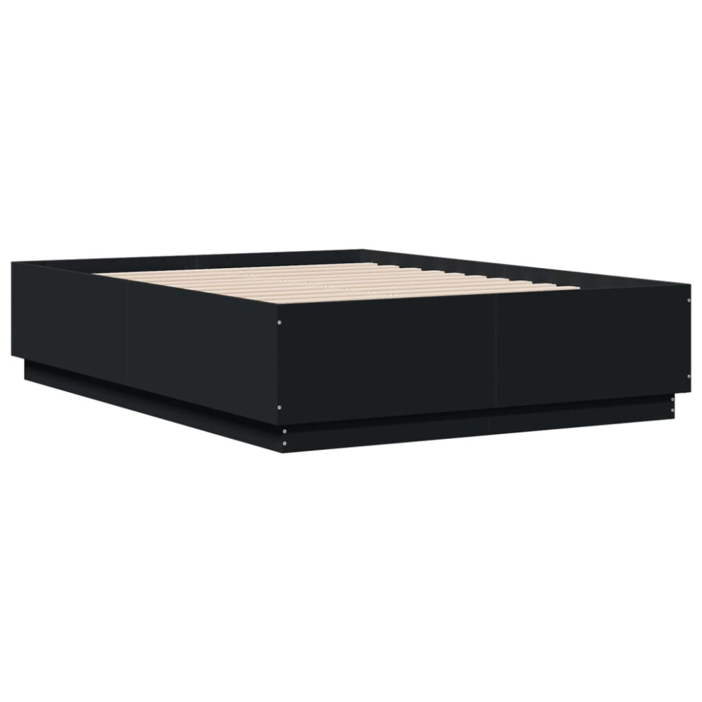 Vidaxl (Black, 135 X 190 Cm) Bed Frame Bedroom Bed Base Bedstead Mattress Foundation Engineered Wood