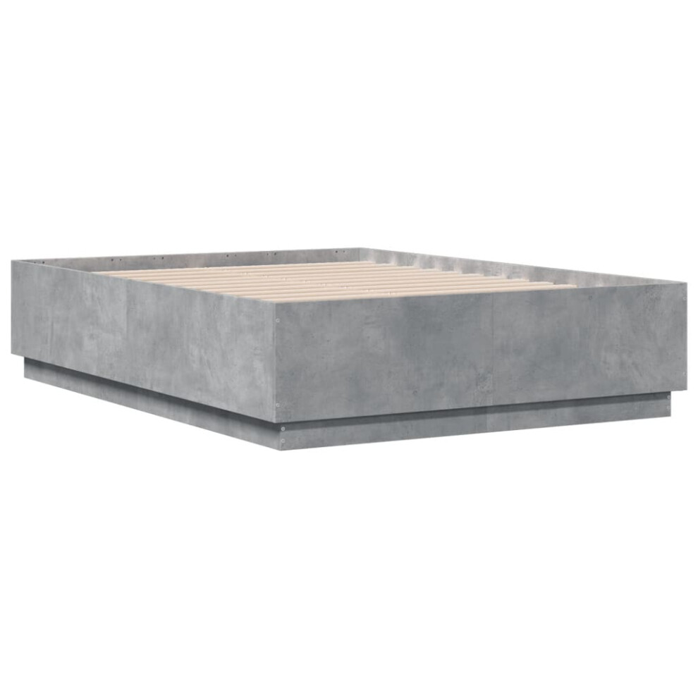 (concrete grey, 135 x 190 cm) vidaXL Bed Frame Bedroom Bed Base Bedstead Mattress Foundation Engineered Wood