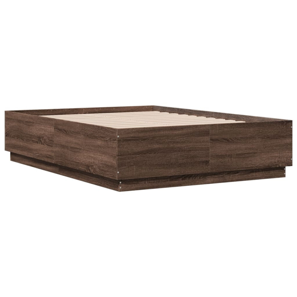 (brown oak, 135 x 190 cm) vidaXL Bed Frame Bedroom Bed Base Bedstead Mattress Foundation Engineered Wood