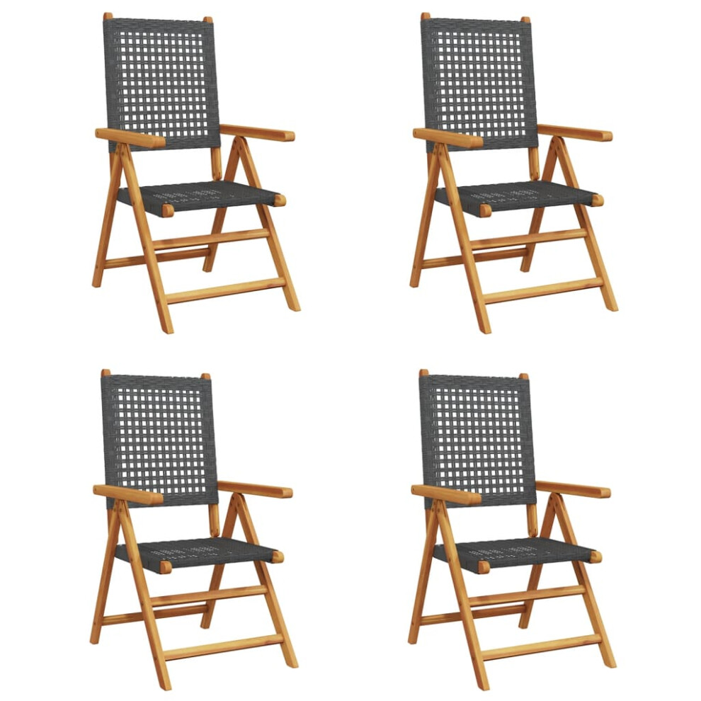 (black, 4 pcs) vidaXL Reclining Garden Chairs Outdoor Chair Armchair Poly Rattan & Solid Wood