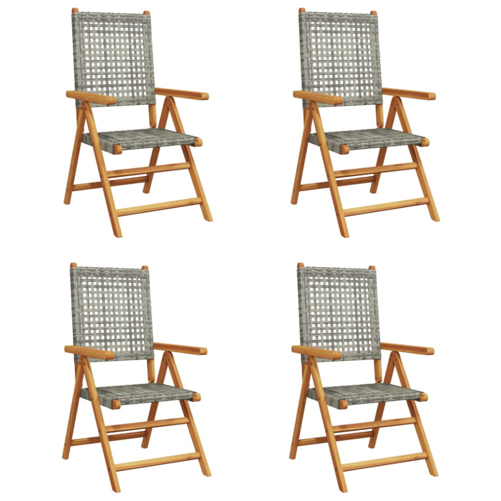 (grey, 4 pcs) vidaXL Reclining Garden Chairs Outdoor Chair Armchair Poly Rattan & Solid Wood