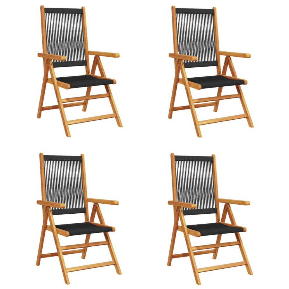 Vidaxl (Black, 4 Pcs) Reclining Garden Chairs Outdoor Chairs Patio Armchair Solid Wood Acacia