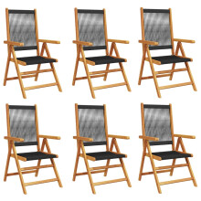 (black, 6 pcs) vidaXL Reclining Garden Chairs Outdoor Chairs Patio Armchair Solid Wood Acacia
