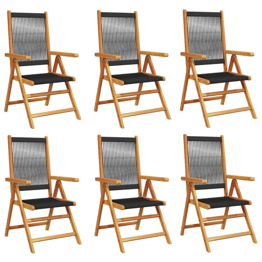 (black, 6 pcs) vidaXL Reclining Garden Chairs Outdoor Chairs Patio Armchair Solid Wood Acacia