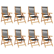 (black, 8 pcs) vidaXL Reclining Garden Chairs Outdoor Chairs Patio Armchair Solid Wood Acacia