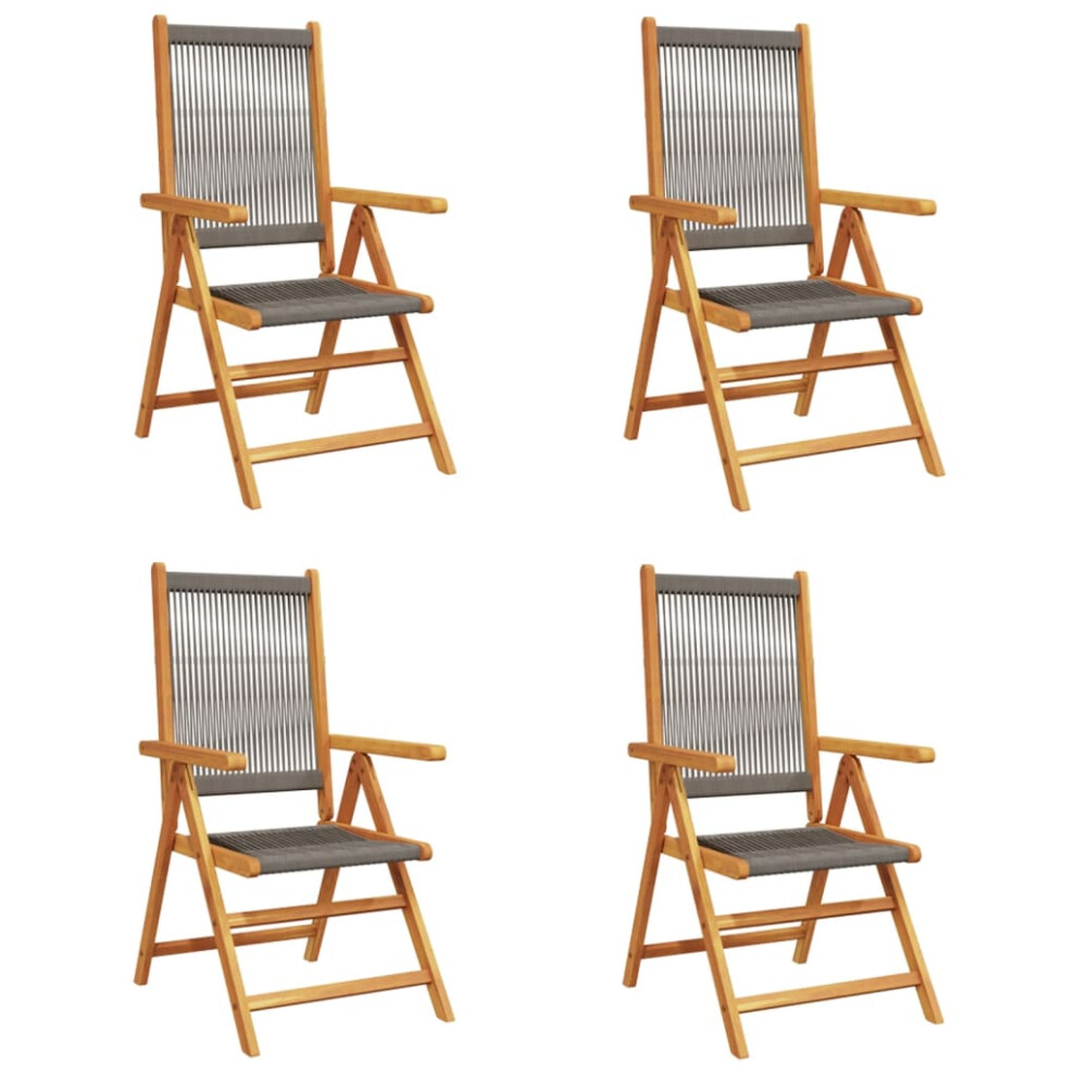 Vidaxl (Grey, 4 Pcs) Reclining Garden Chairs Outdoor Chairs Patio Armchair Solid Wood Acacia