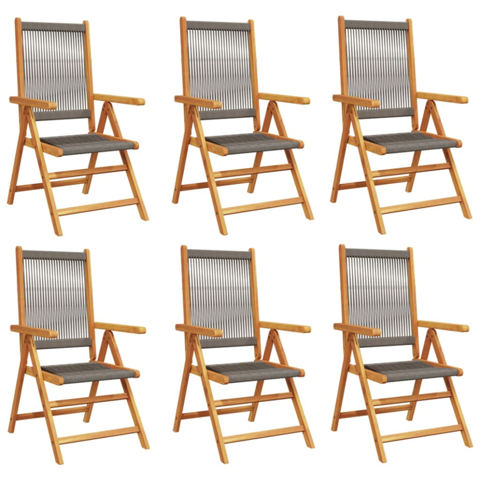 Vidaxl (Grey, 6 Pcs) Reclining Garden Chairs Outdoor Chairs Patio Armchair Solid Wood Acacia