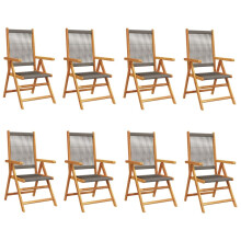 (grey, 8 pcs) vidaXL Reclining Garden Chairs Outdoor Chairs Patio Armchair Solid Wood Acacia