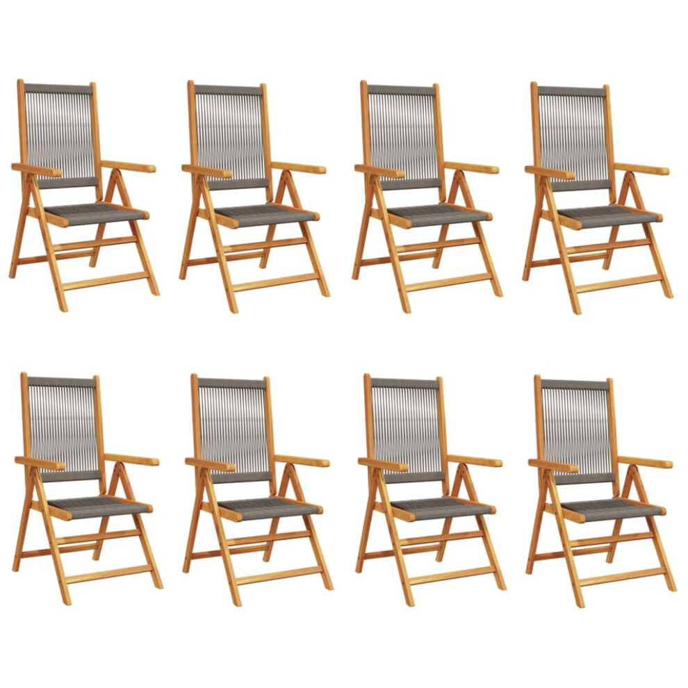 (grey, 8 pcs) vidaXL Reclining Garden Chairs Outdoor Chairs Patio Armchair Solid Wood Acacia