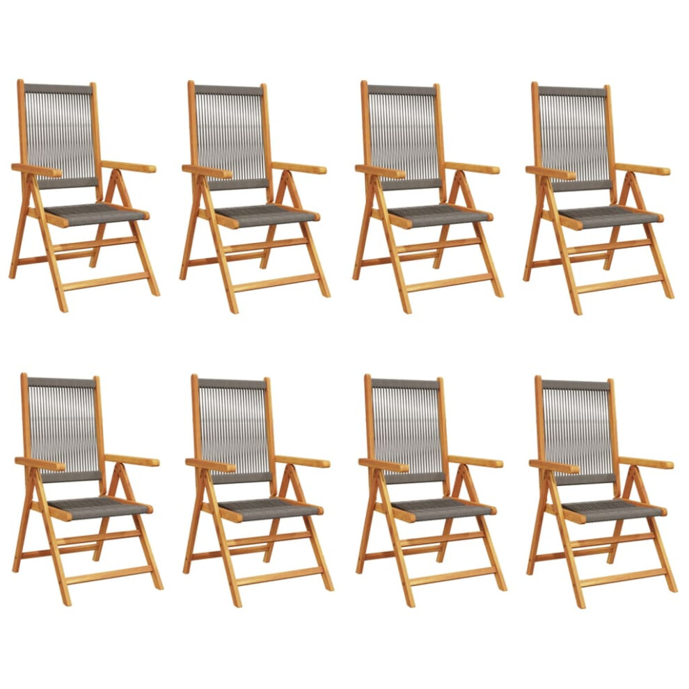 Vidaxl (Grey, 8 Pcs) Reclining Garden Chairs Outdoor Chairs Patio Armchair Solid Wood Acacia