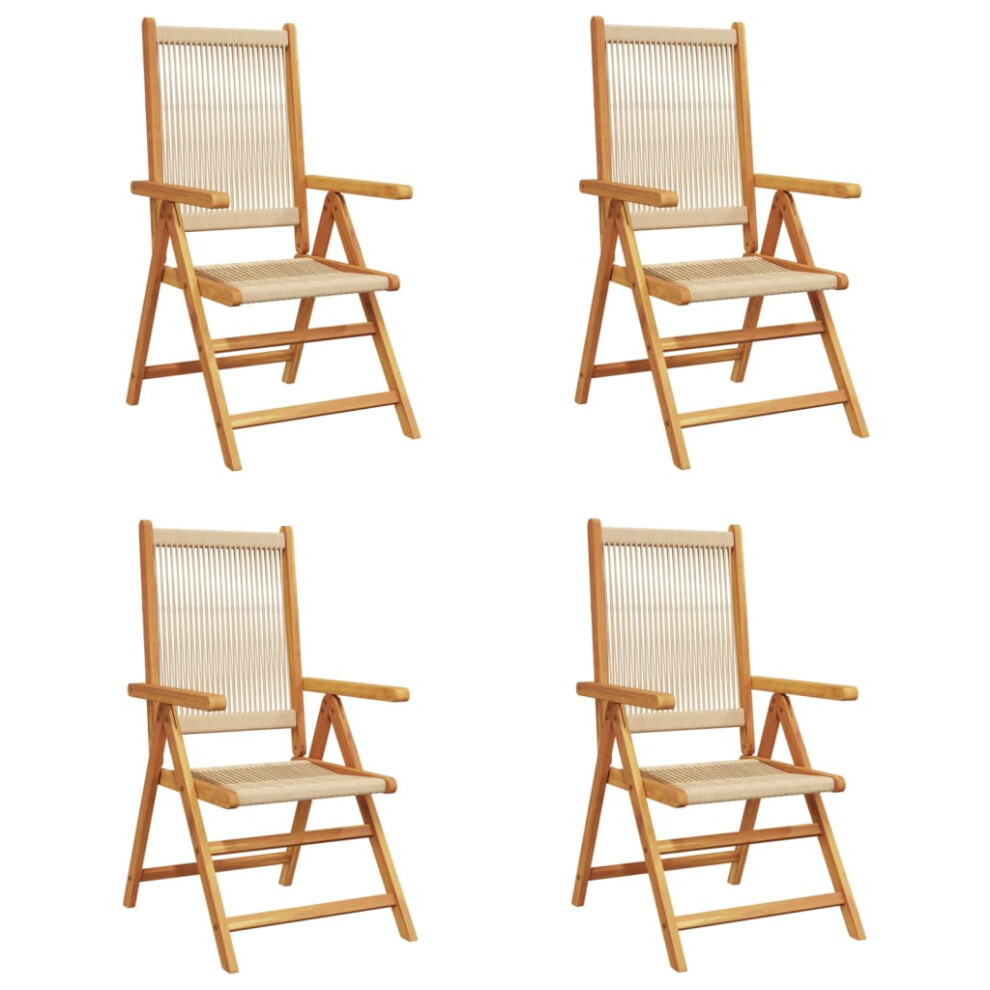 Vidaxl (Beige, 4 Pcs) Reclining Garden Chairs Outdoor Chairs Patio Armchair Solid Wood Acacia
