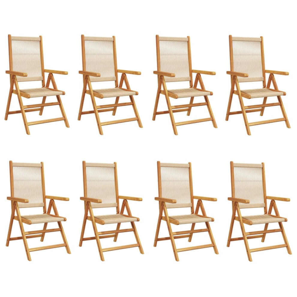 Vidaxl (Beige, 8 Pcs) Reclining Garden Chairs Outdoor Chairs Patio Armchair Solid Wood Acacia