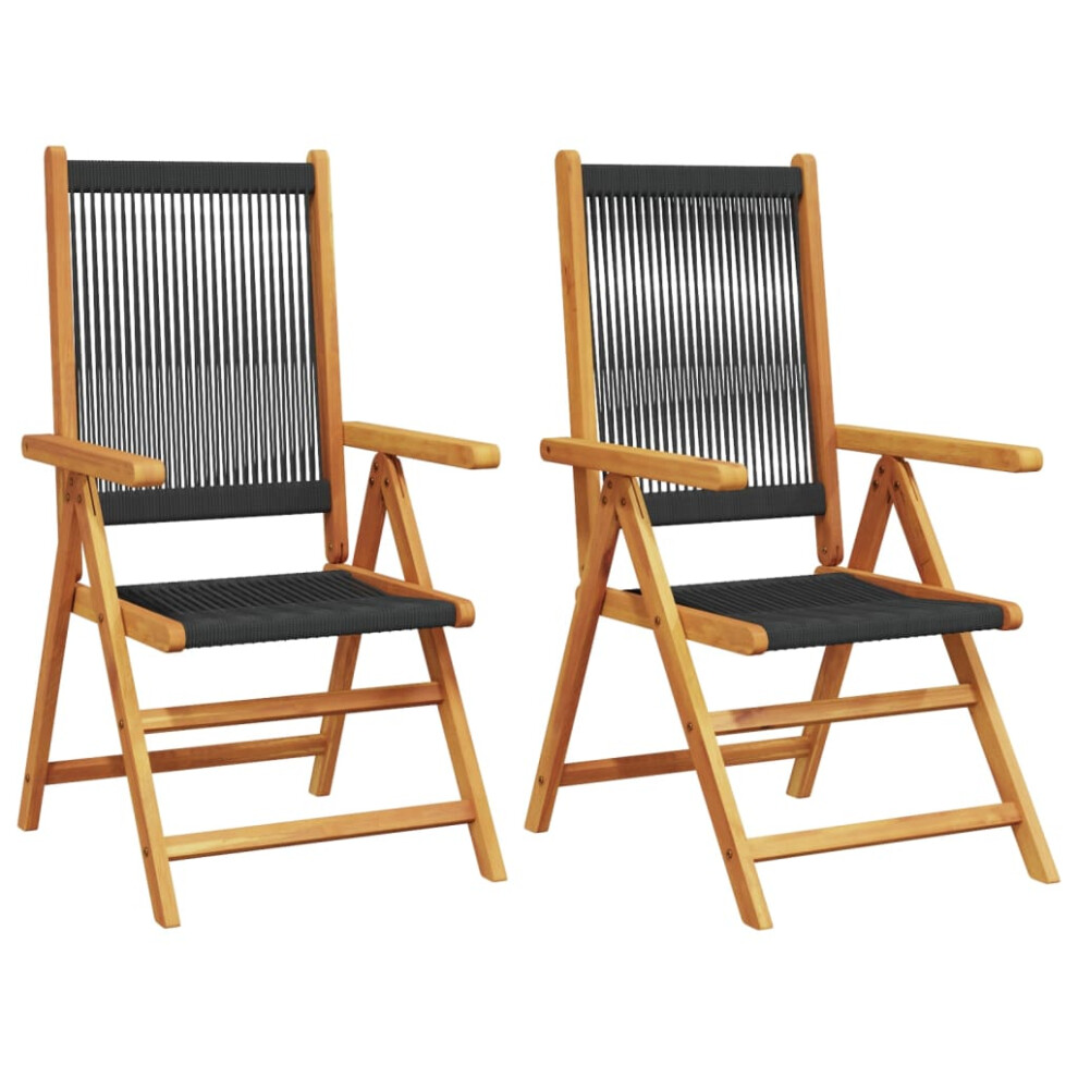 (black, 2 pcs) vidaXL Reclining Garden Chairs Outdoor Chairs Patio Armchair Solid Wood Acacia