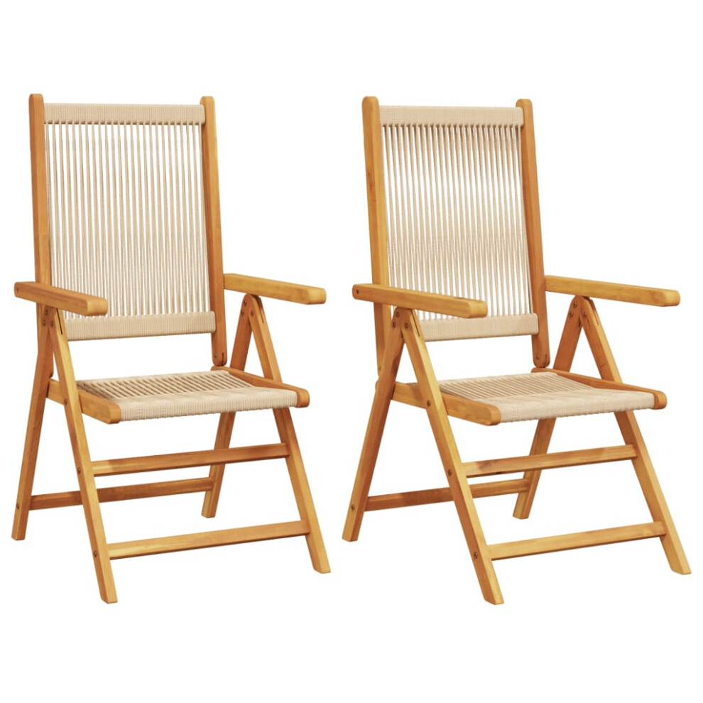 (beige, 2 pcs) vidaXL Reclining Garden Chairs Outdoor Chairs Patio Armchair Solid Wood Acacia