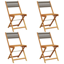 (grey, 4 pcs) vidaXL Bistro Chairs Outdoor Dining Chair Solid Wood Acacia and Polypropylene