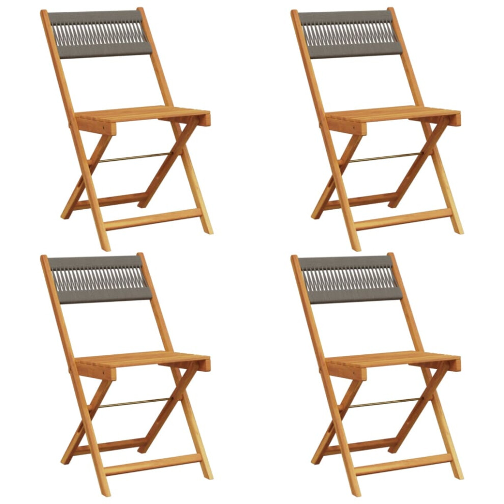 Vidaxl (Grey, 4 Pcs) Bistro Chairs Outdoor Dining Chair Solid Wood Acacia And Polypropylene