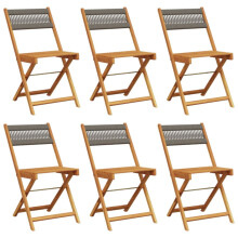 (grey, 6 pcs) vidaXL Bistro Chairs Outdoor Dining Chair Solid Wood Acacia and Polypropylene