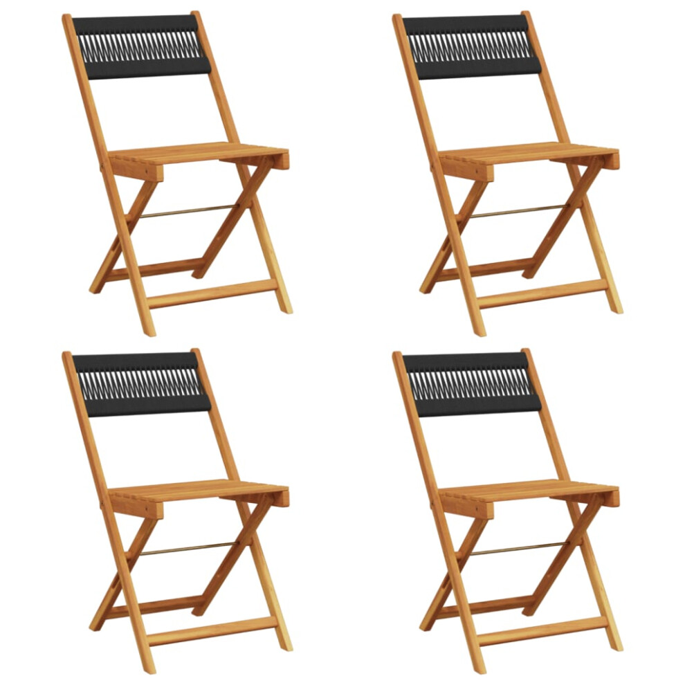 (black, 4 pcs) vidaXL Bistro Chairs Outdoor Dining Chair Solid Wood Acacia and Polypropylene