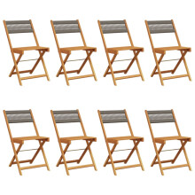 (grey, 8 pcs) vidaXL Bistro Chairs Outdoor Dining Chair Solid Wood Acacia and Polypropylene