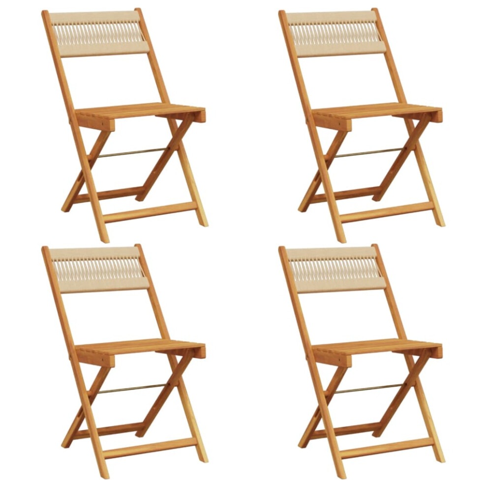 (beige, 4 pcs) vidaXL Bistro Chairs Outdoor Dining Chair Solid Wood Acacia and Polypropylene