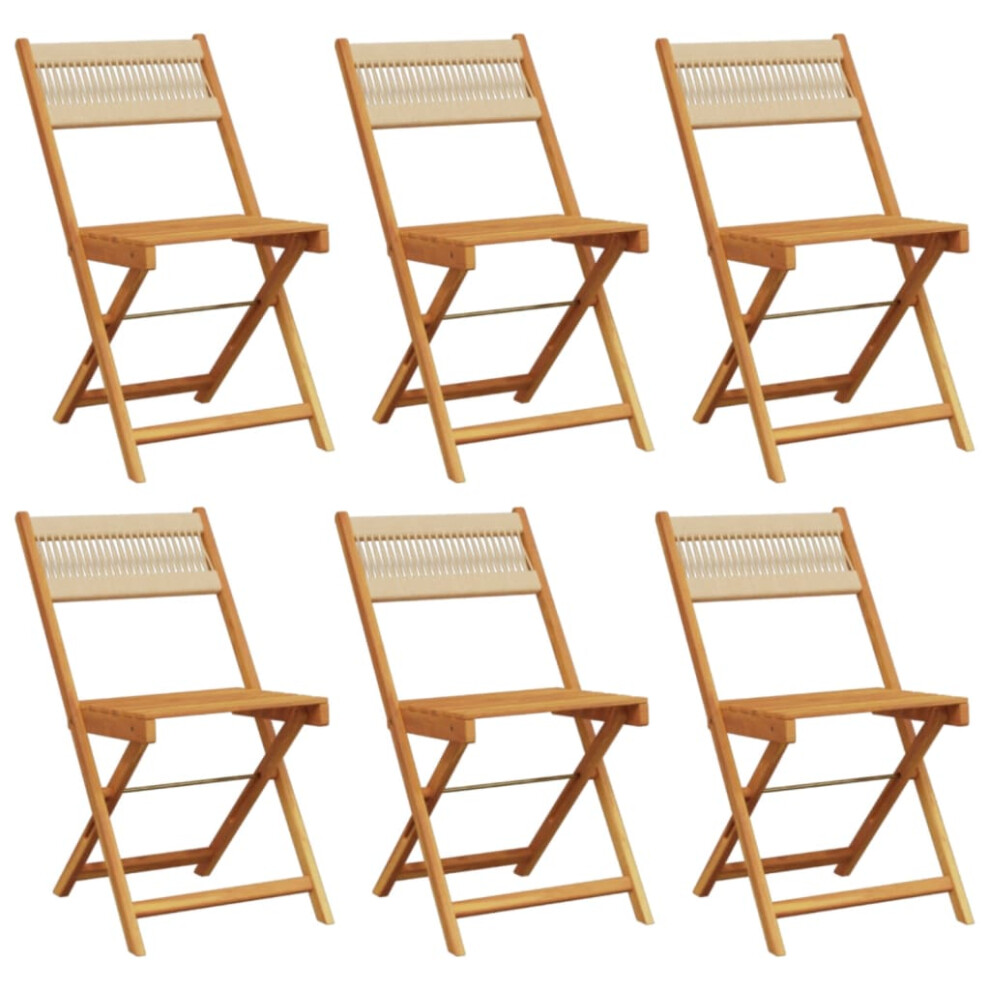 Vidaxl (Beige, 6 Pcs) Bistro Chairs Outdoor Dining Chair Solid Wood Acacia And Polypropylene