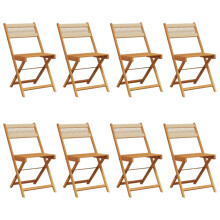 (beige, 8 pcs) vidaXL Bistro Chairs Outdoor Dining Chair Solid Wood Acacia and Polypropylene