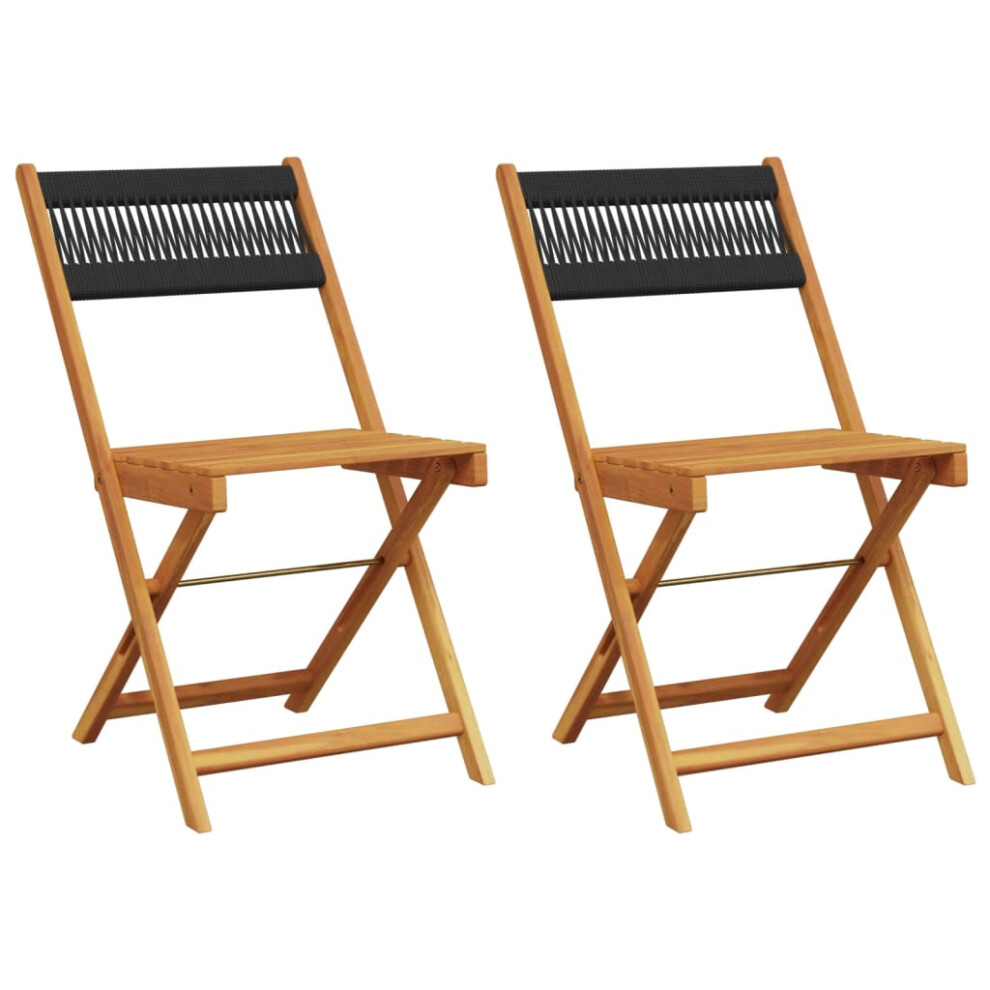 Vidaxl (Black, 2 Pcs) Bistro Chairs Outdoor Dining Chair Solid Wood Acacia And Polypropylene