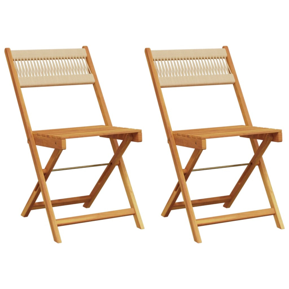 (beige, 2 pcs) vidaXL Bistro Chairs Outdoor Dining Chair Solid Wood Acacia and Polypropylene