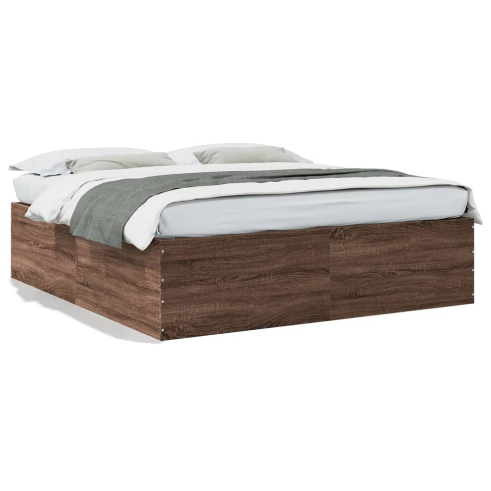 (brown oak, 200 x 200 cm/ 45 cm) vidaXL Bed Frame Bedroom Bed Base Bedstead White 120x200 cm Engineered Wood