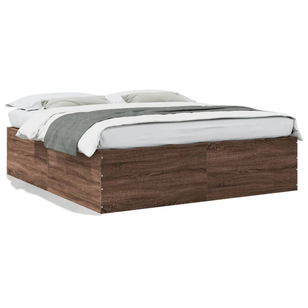 (brown oak, 180 X 200 cm/ 45 cm) vidaXL Bed Frame Bedroom Bed Base Bedstead White 120x200 Cm Engineered Wood