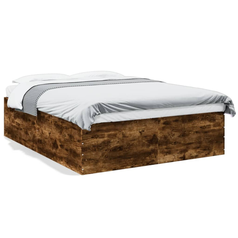 (smoked oak, 160 x 200 cm/ 45 cm) vidaXL Bed Frame Bedroom Bed Base Bedstead White 120x200 cm Engineered Wood