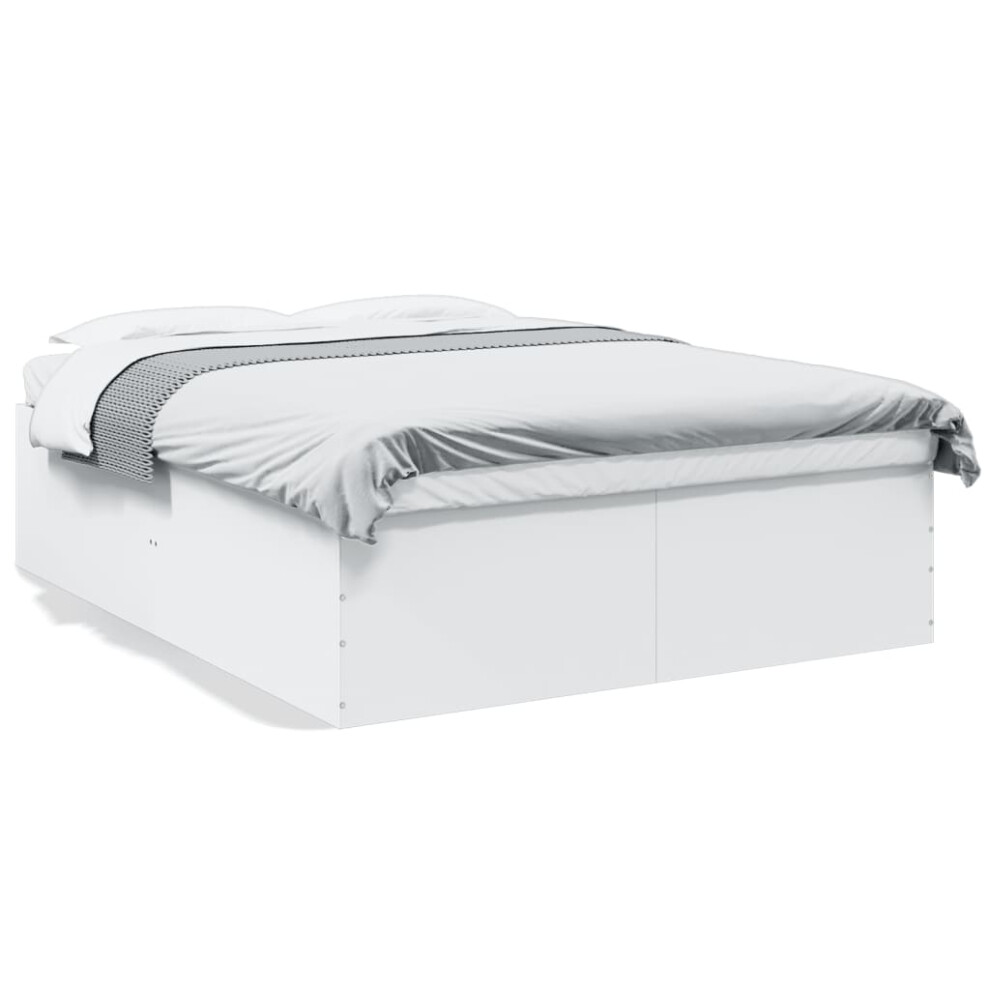 Vidaxl (White, 150 X 200 Cm/ 45 Cm) Bed Frame Bedroom Bed Base Bedstead White 120X200 Cm Engineered Wood