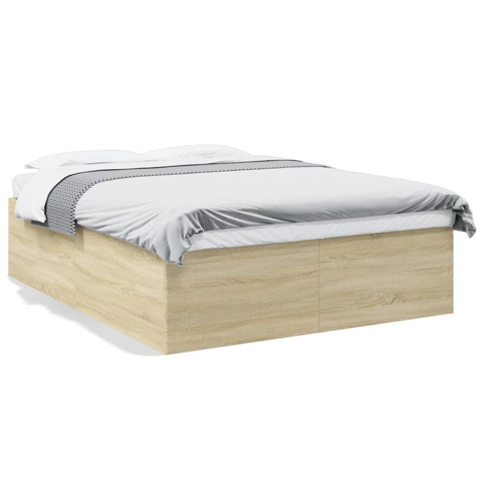 Vidaxl (Sonoma Oak, 150 X 200 Cm/ 45 Cm) Bed Frame Bedroom Bed Base Bedstead White 120X200 Cm Engineered Wood