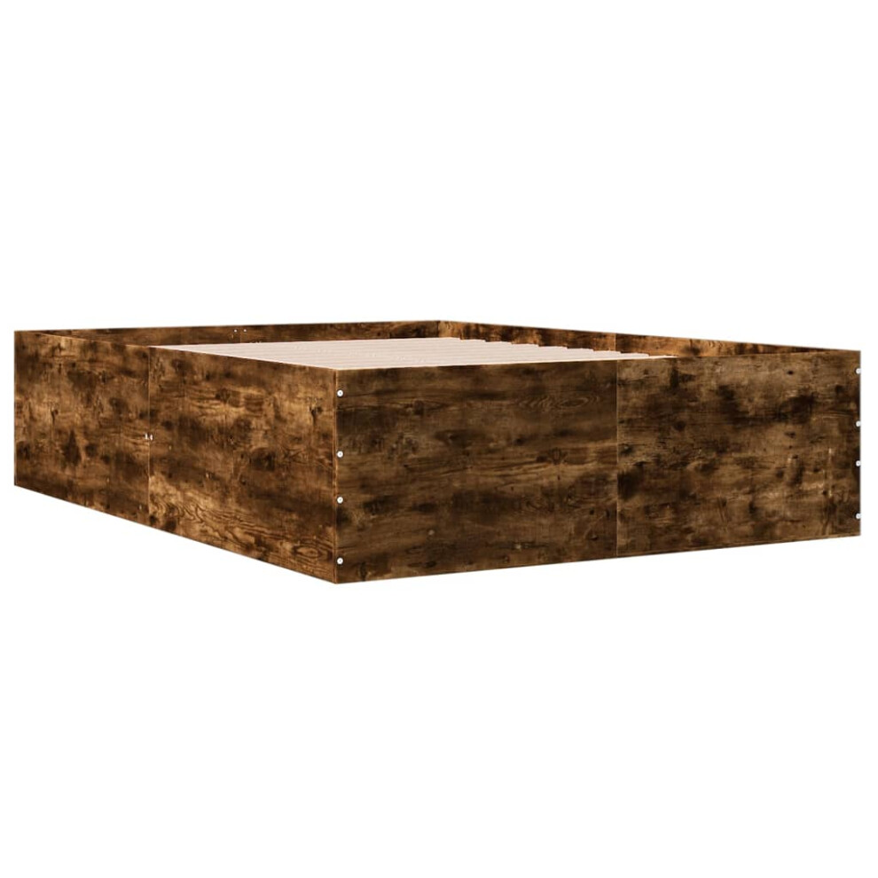 Vidaxl (Smoked Oak, 120 X 200 Cm/ 45 Cm) Bed Frame Bedroom Bed Base Bedstead White 120X200 Cm Engineered Wood