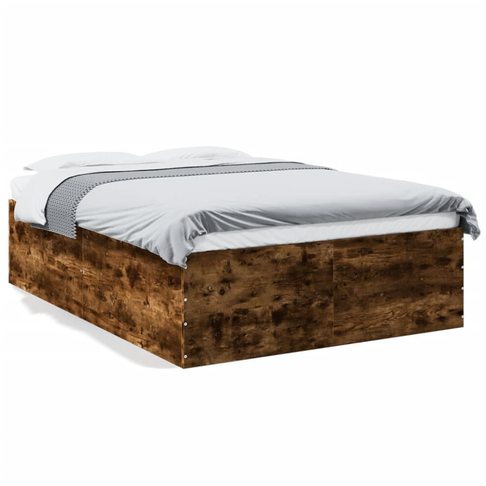 (smoked oak, 140 x 190 cm/ 45 cm) vidaXL Bed Frame Bedroom Bed Base Bedstead White 120x200 cm Engineered Wood