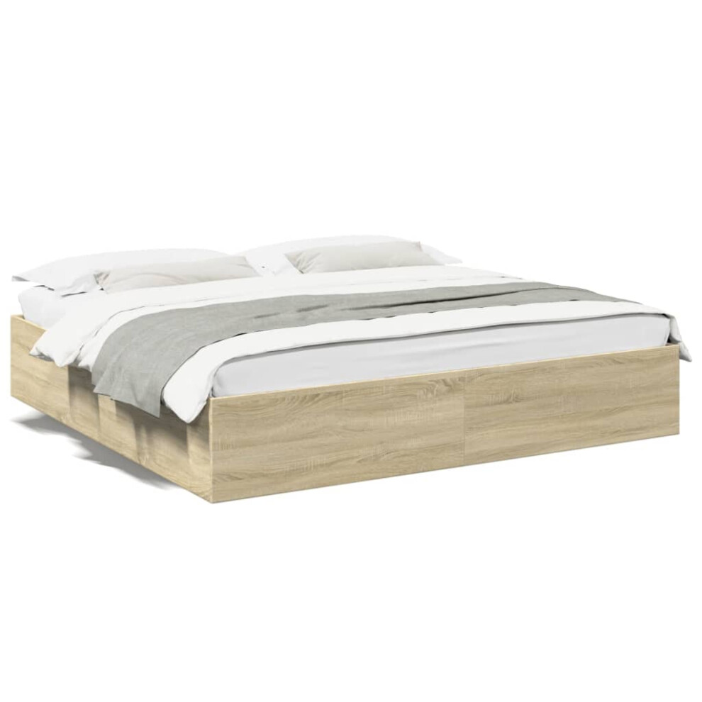 (sonoma oak, 200 x 200 cm/ 35 cm) vidaXL Bed Frame Bedroom Bed Base Bedstead White 120x200 cm Engineered Wood