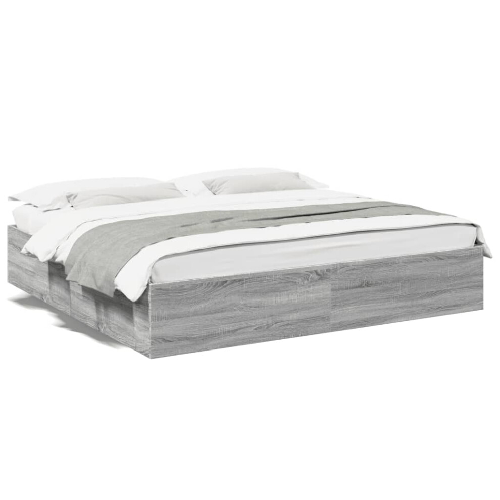 (grey sonoma, 200 x 200 cm/ 35 cm) vidaXL Bed Frame Bedroom Bed Base Bedstead White 120x200 cm Engineered Wood