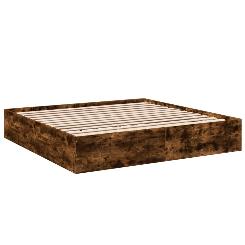 (smoked oak, 180 x 200 cm/ 35 cm) vidaXL Bed Frame Bedroom Bed Base Bedstead White 120x200 cm Engineered Wood