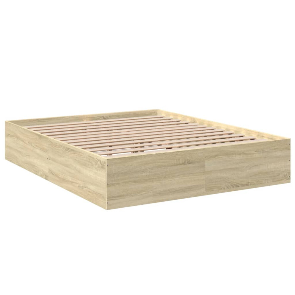 (sonoma oak, 160 x 200 cm/ 35 cm) vidaXL Bed Frame Bedroom Bed Base Bedstead White 120x200 cm Engineered Wood