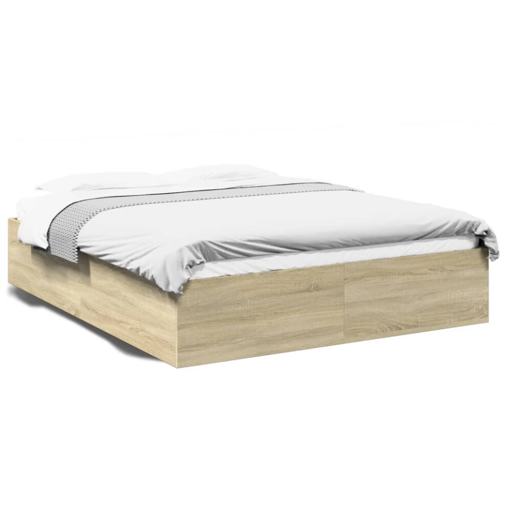 (sonoma oak, 150 x 200 cm/ 35 cm) vidaXL Bed Frame Bedroom Bed Base Bedstead White 120x200 cm Engineered Wood