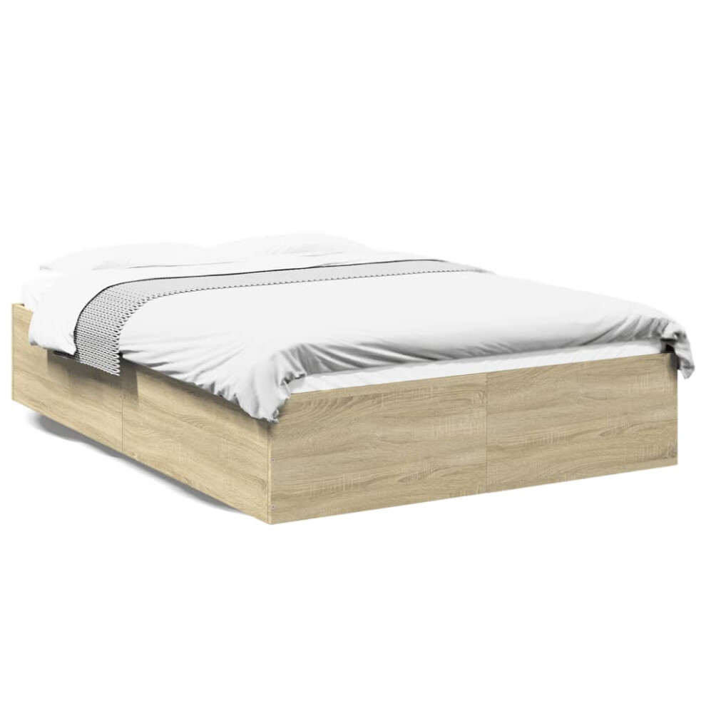 (sonoma oak, 140 x 200 cm/ 35 cm) vidaXL Bed Frame Bedroom Bed Base Bedstead White 120x200 cm Engineered Wood