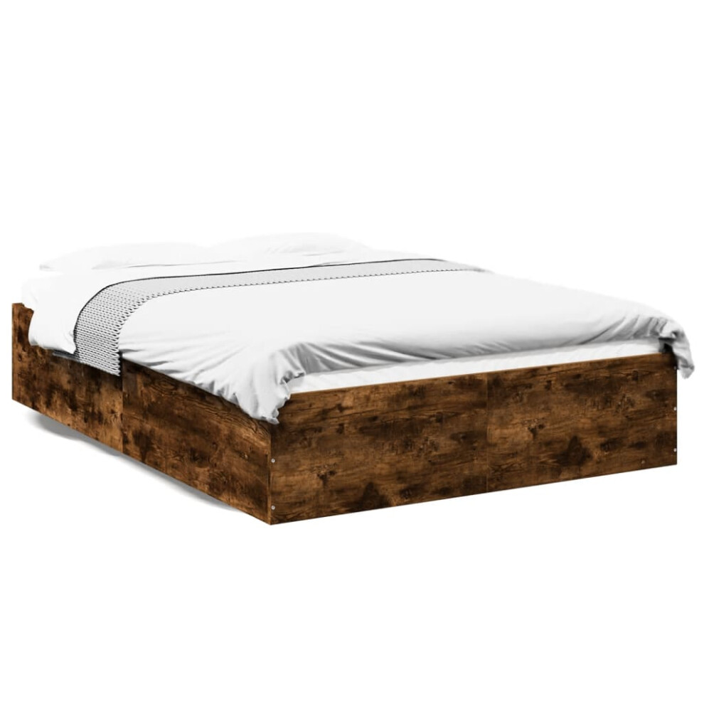 Vidaxl (Smoked Oak, 120 X 200 Cm/ 35 Cm) Bed Frame Bedroom Bed Base Bedstead White 120X200 Cm Engineered Wood