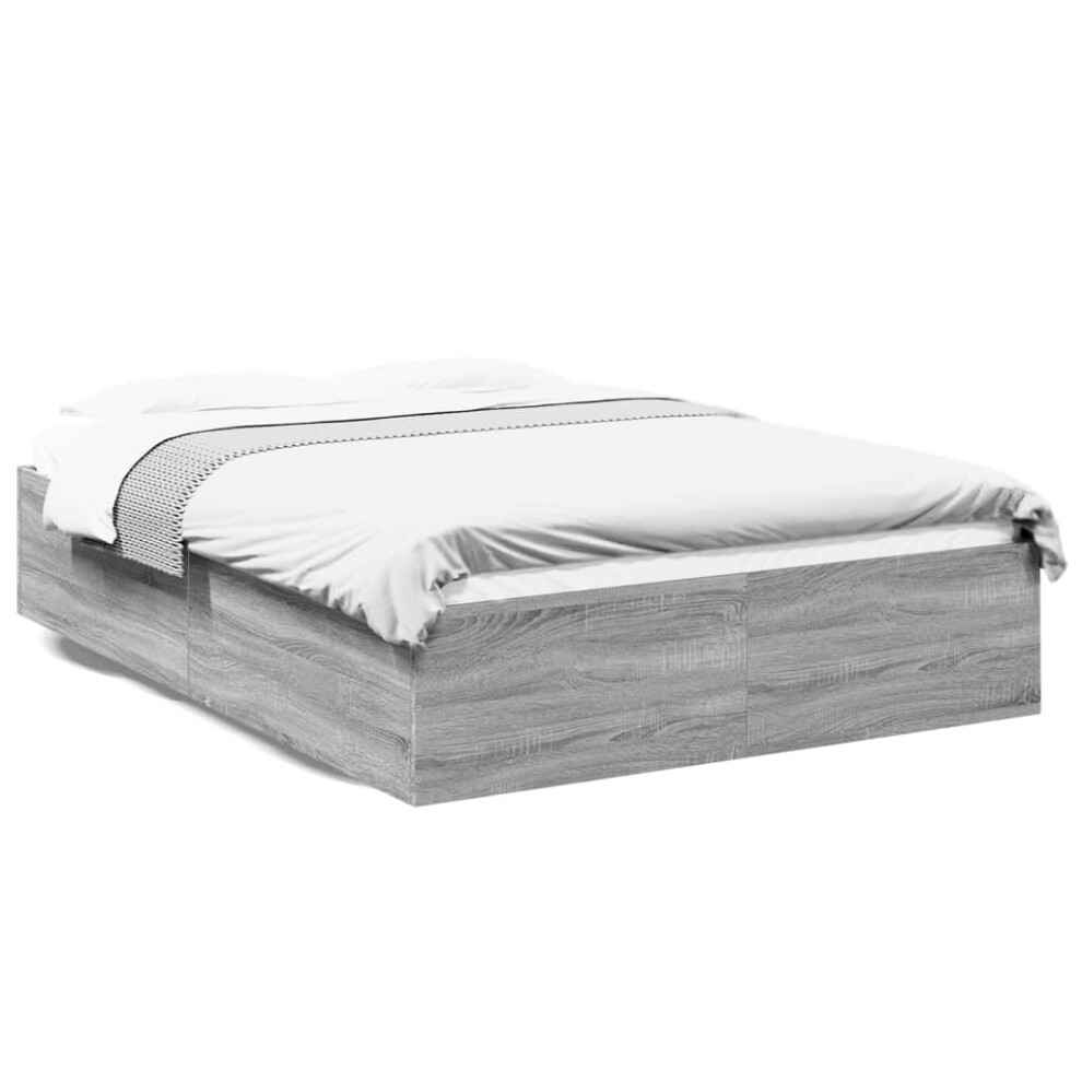 Vidaxl (Grey Sonoma, 140 X 190 Cm/ 35 Cm) Bed Frame Bedroom Bed Base Bedstead White 120X200 Cm Engineered Wood