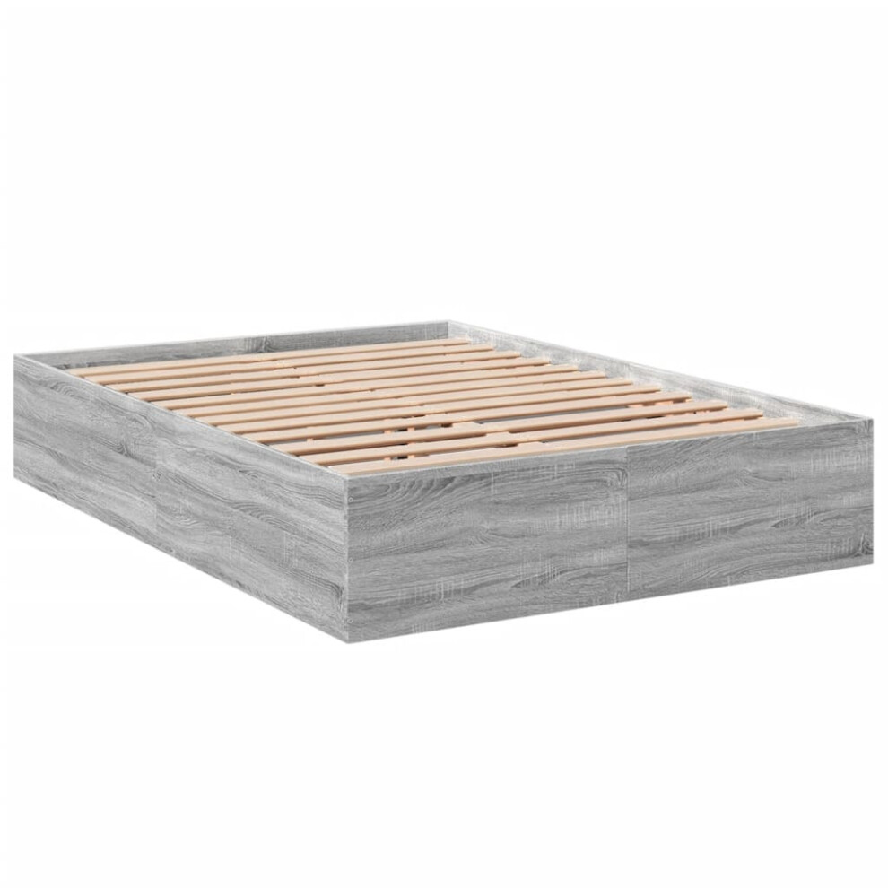 Vidaxl (Grey Sonoma, 135 X 190 Cm/ 35 Cm) Bed Frame Bedroom Bed Base Bedstead White 120X200 Cm Engineered Wood